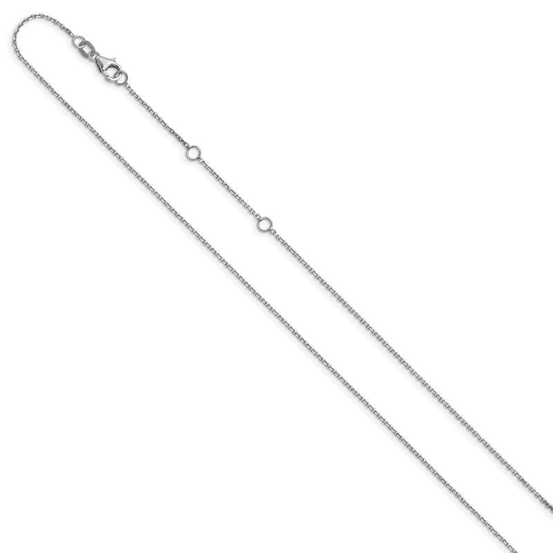 14k White Gold 1.1mm D/C Square Cable 1in+1in Adjustable Chain