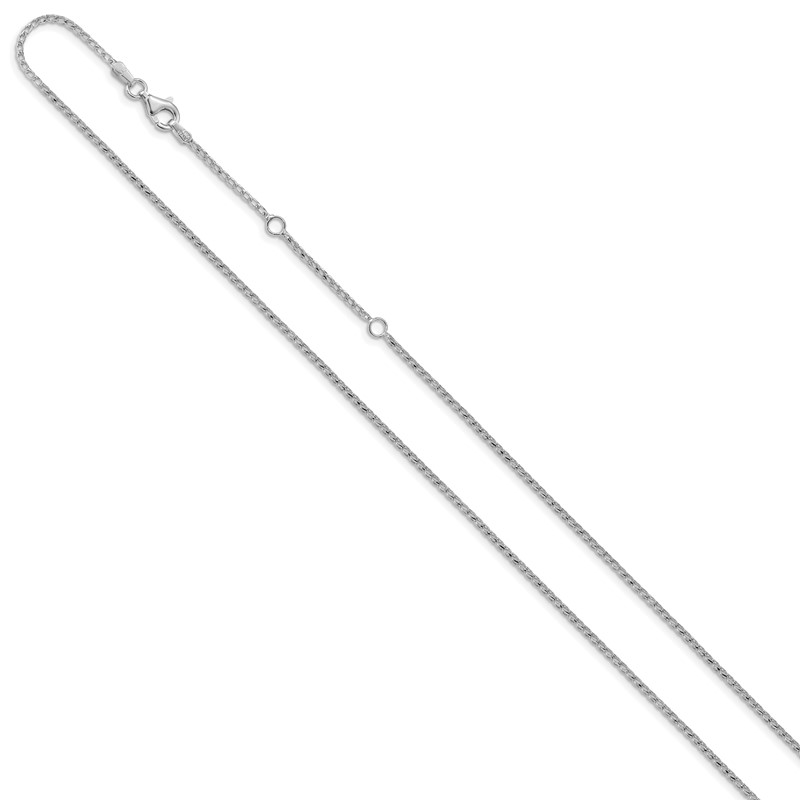 14K White Gold 1.4mm D/C Open Franco 1in+1in Adjustable Chain