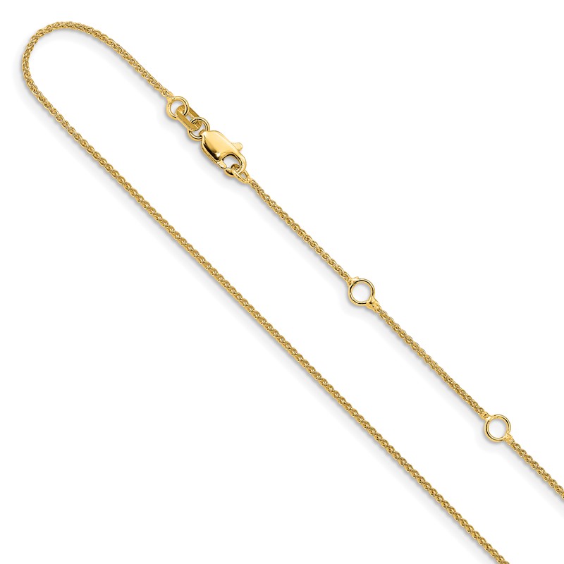 14K 1mm Spiga 1in+1in Adjustable Chain