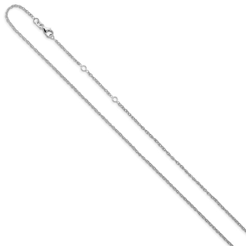 14k White Gold 1.5mm D/C Loose Rope 1in+1in Adjustable Chain