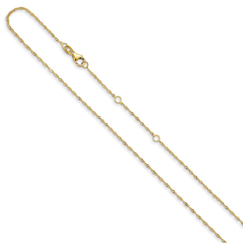 14K 1.25mm Singapore 1in+1in Adjustable Chain