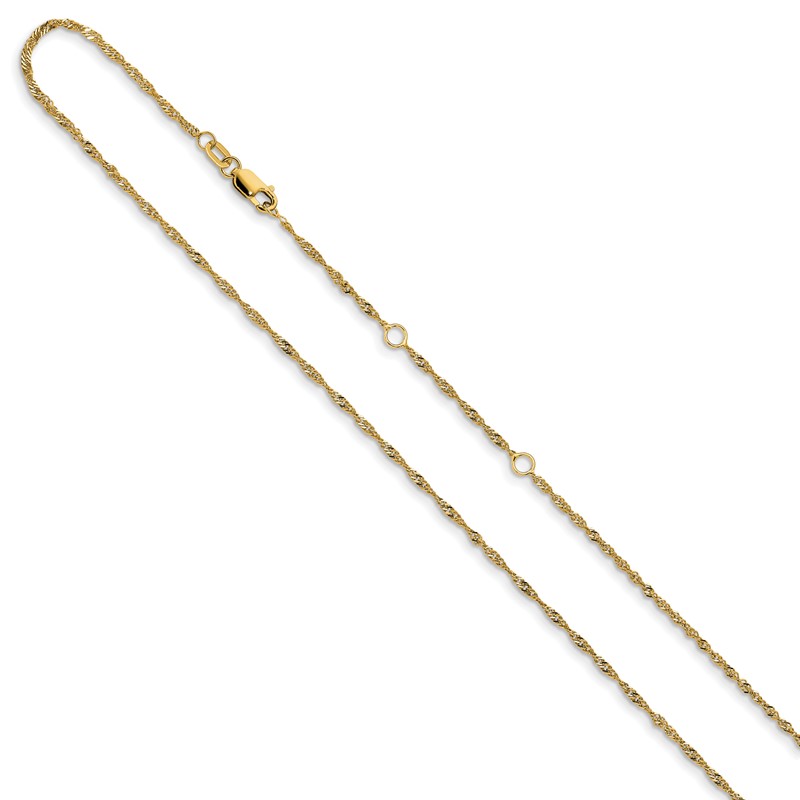 14K 1.5mm Singapore 1in+1in Adjustable Chain