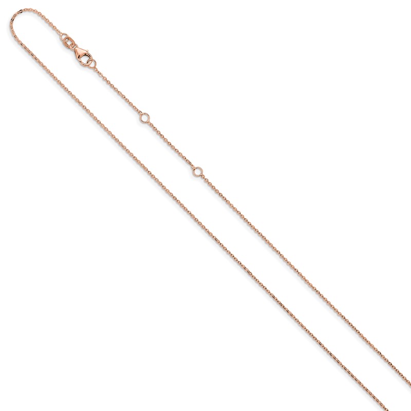 14k Rose Gold 1.2mm Flat Cable 1in+1in Adjustable Chain