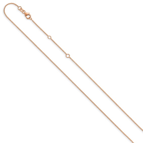 Leslie's 14k Rose Gold 1.10mm Round Cable 1in+1in Adjustable Chain