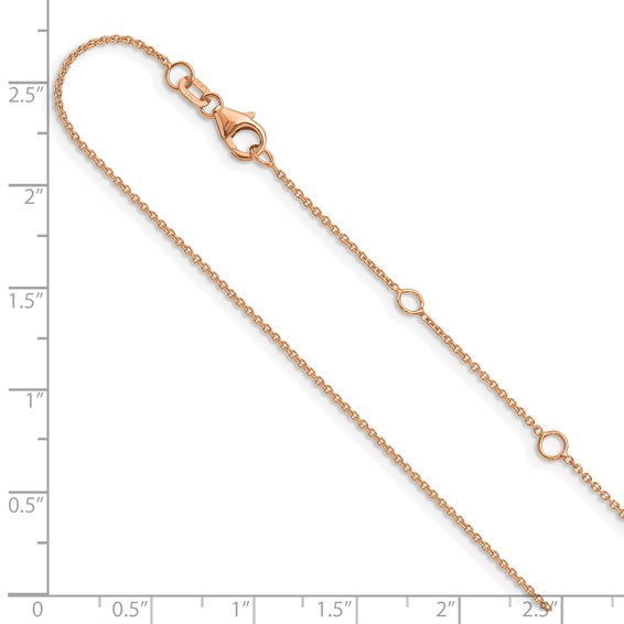Leslie's 14k Rose Gold 1.10mm Round Cable 1in+1in Adjustable Chain