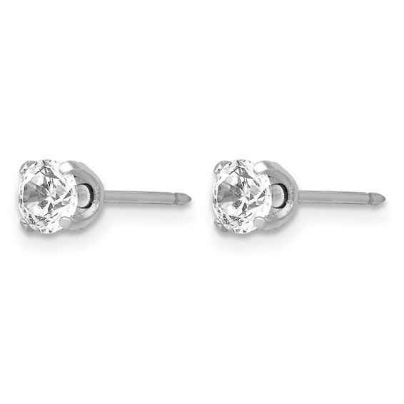 Inverness 14k White Gold 4.25mm CZ Post Piercing Earrings