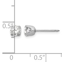 Inverness 14K White Gold 4.25mm CZ Post Piercing Earrings view 4