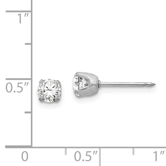 Inverness 14k White Gold 4.25mm CZ Post Piercing Earrings