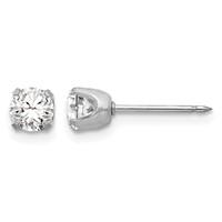 Inverness 14K White Gold 4.25mm CZ Post Piercing Earrings view 1