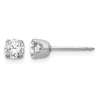 Inverness 14k White Gold 4.25mm CZ Post Piercing Earrings