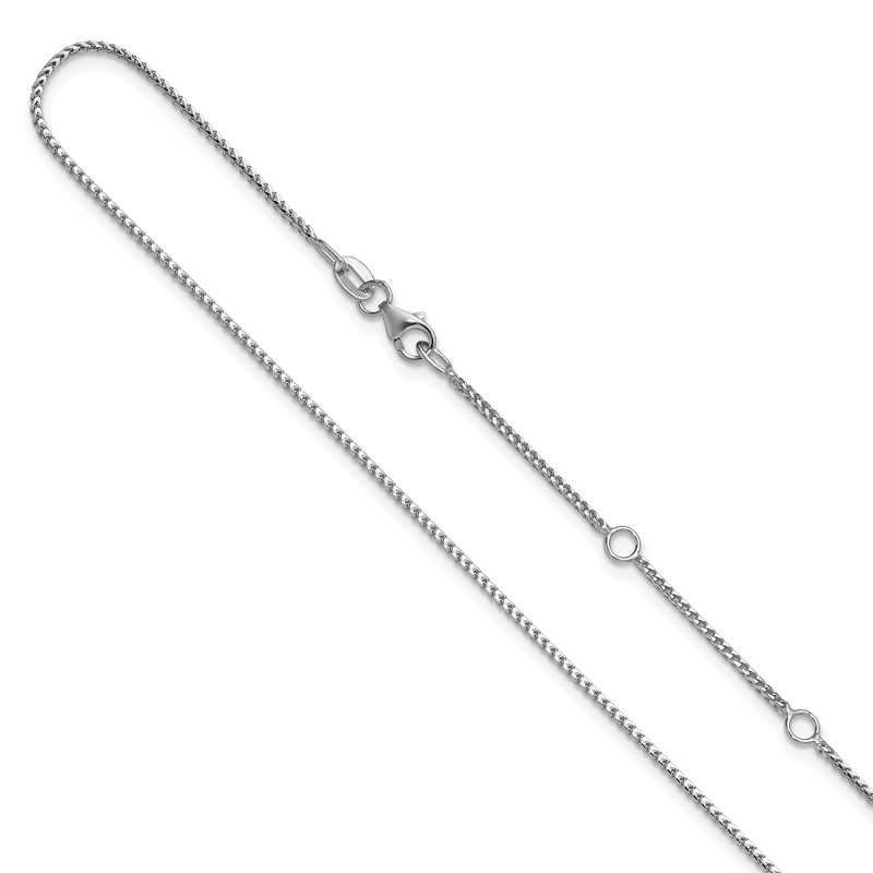 14K White Gold 1.1mm Franco 1in+1in Adjustable Chain