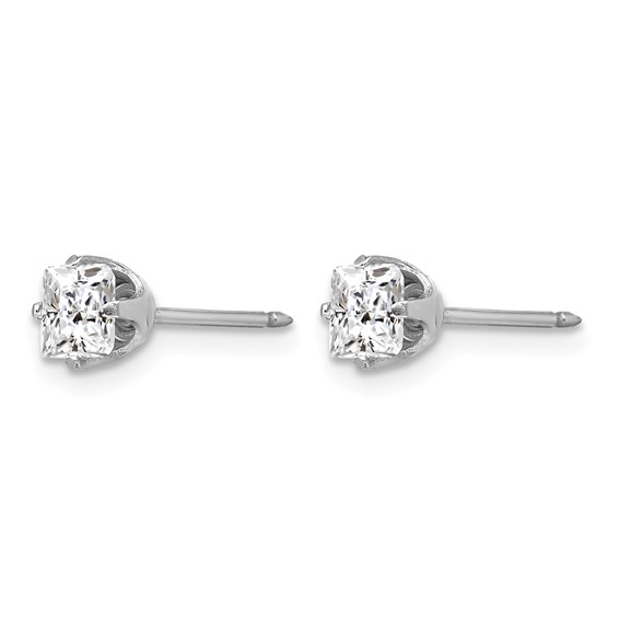 Inverness 14k White Gold 5mm Square CZ Post Piercing Earrings