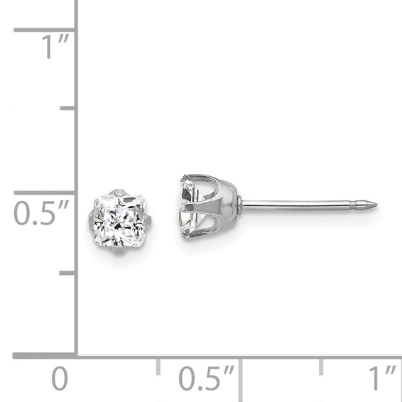 Inverness 14k White Gold 5mm Square CZ Post Piercing Earrings