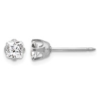 Inverness 14K White Gold 5mm Square CZ Post Piercing Earrings view 1