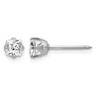 Inverness 14k White Gold 5mm Square CZ Post Piercing Earrings