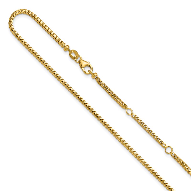 14K 2.1mm D/C Open Franco 1in+1in Adjustable Chain