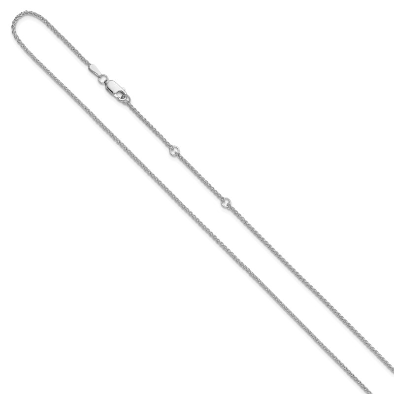 14K White Gold 1.5mm Spiga 1in+1in Adjustable Chain