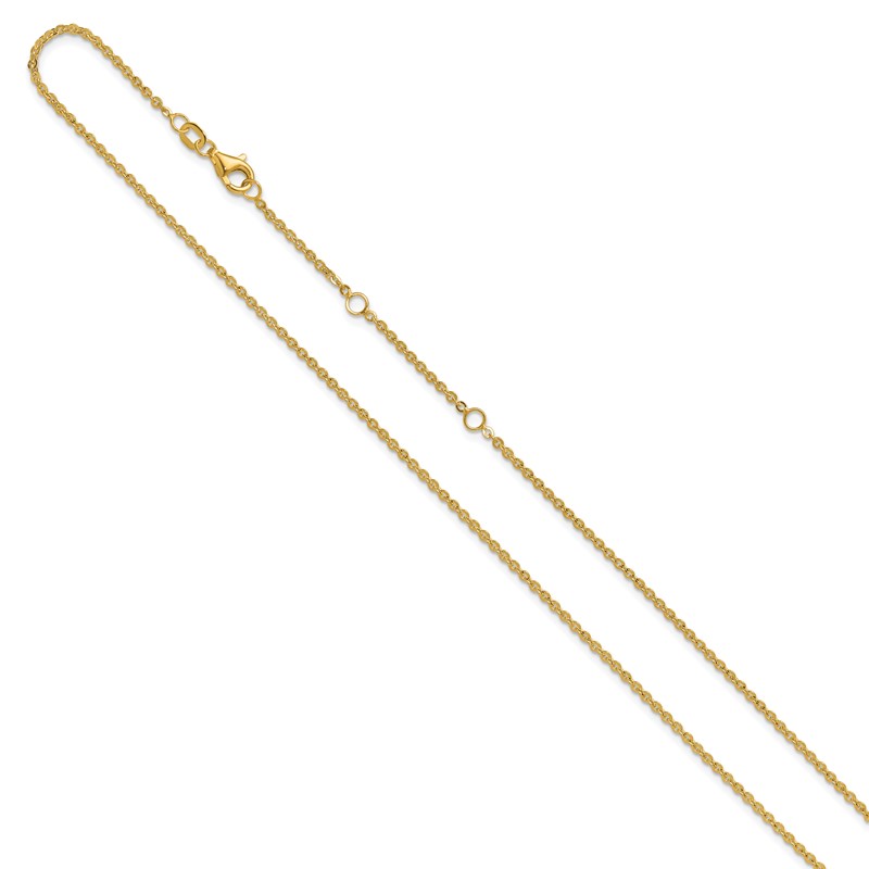 14K 1.7mm Flat Cable 1in+1in Adjustable Chain