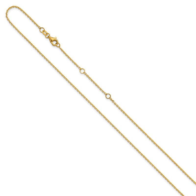 14k 1.4mm D/C Square Cable 2in+2in Adjustable Chain