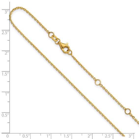 Leslie's 14k 1.4mm D/C Square Cable 2in+2in Adjustable Chain