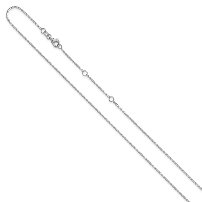 14k White Gold 1.4mm D/C Square Cable 1in+1in Adjustable Chain