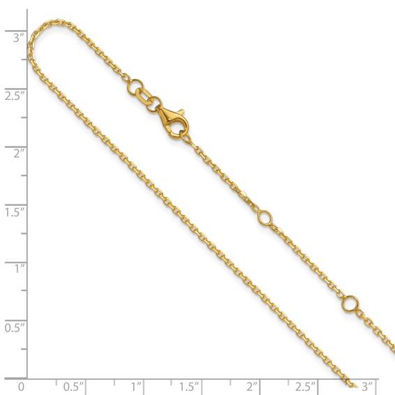 Leslie's 14k 1.5mm D/C Square Cable 2in+2in Adjustable Chain