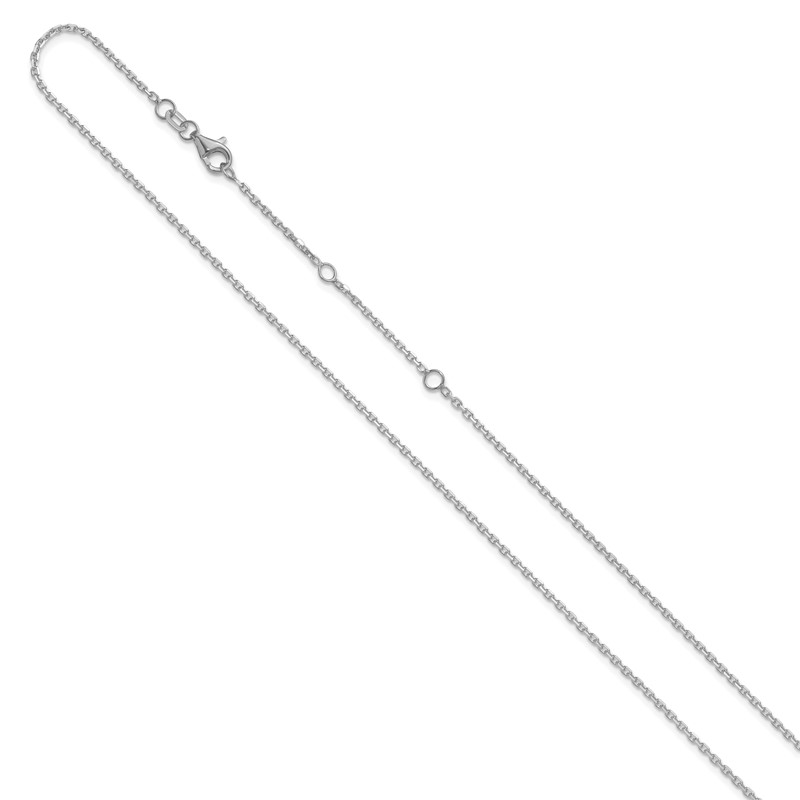 14k White Gold 1.5mm D/C Square Cable 1in+1in Adjustable Chain