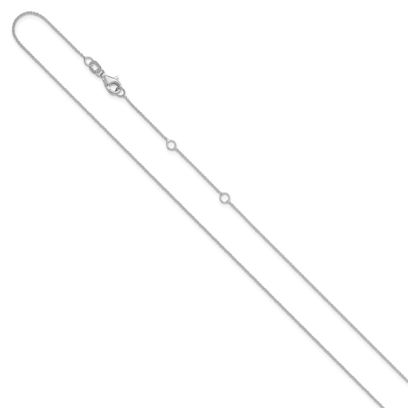 14k White Gold .9mm Round Cable 1in+1in Adjustable Chain