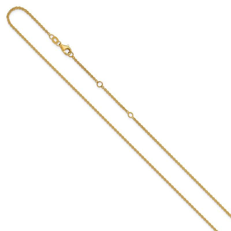 14k Yellow Gold 1.6mm Round Cable 1in+1in Adjustable Chain