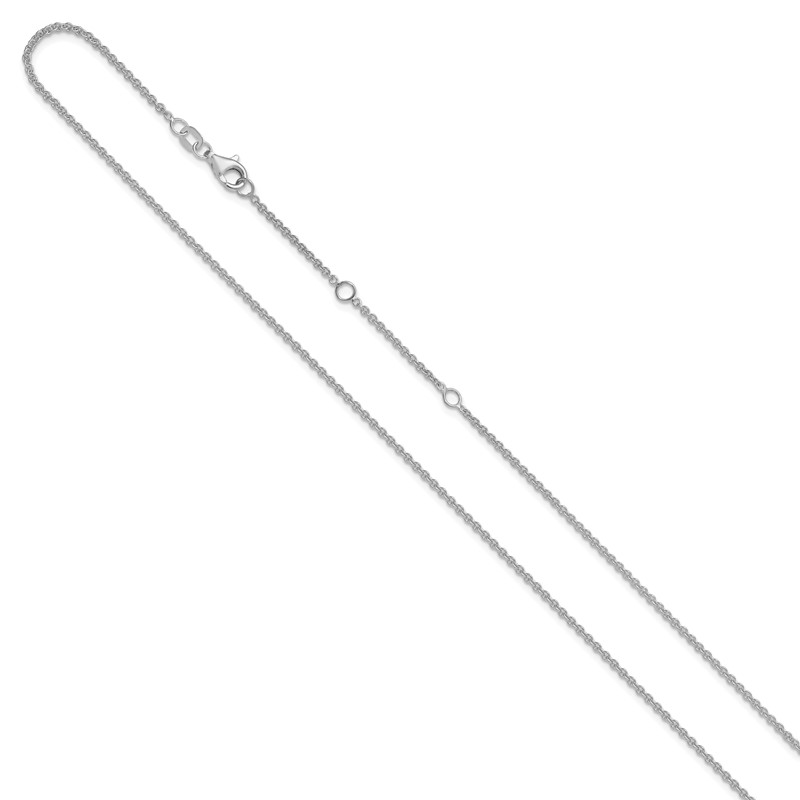 14k White Gold 1.6mm Round Cable 1in+1in Adjustable Chain
