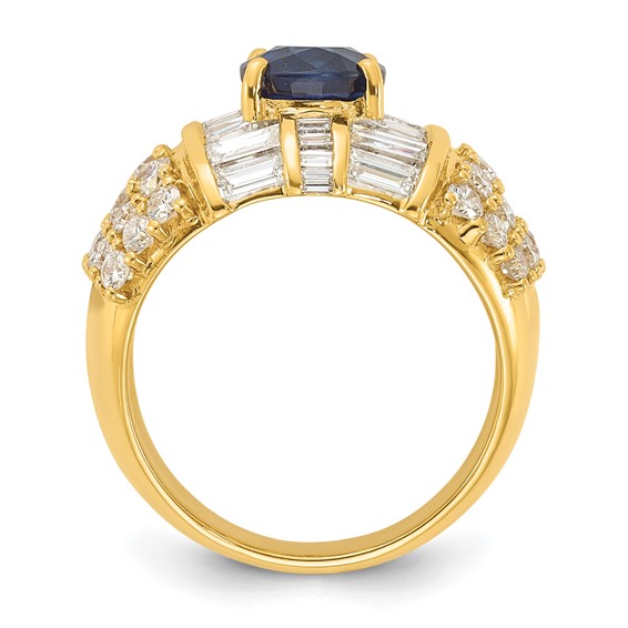 18k Yellow Gold Polished Fancy Sapphire & Diamond Ring