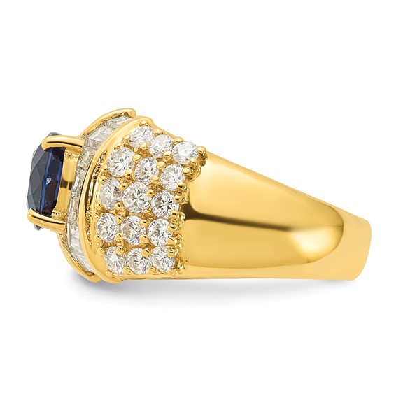 18k Yellow Gold Polished Fancy Sapphire & Diamond Ring