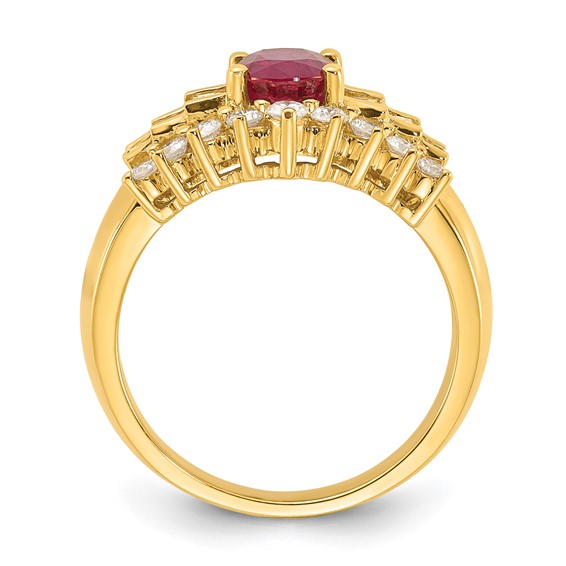 18k Yellow Gold Polished Ruby & Diamond Ring
