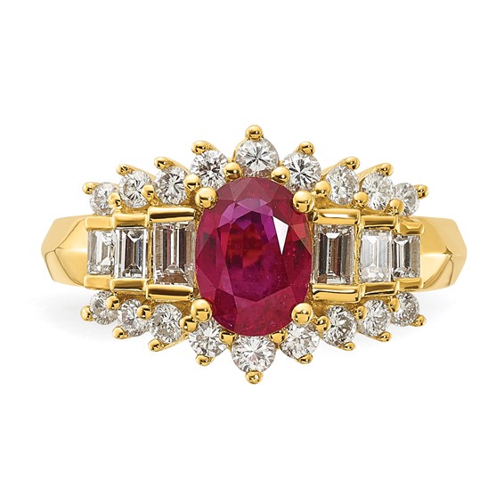 18k Yellow Gold Polished Ruby & Diamond Ring