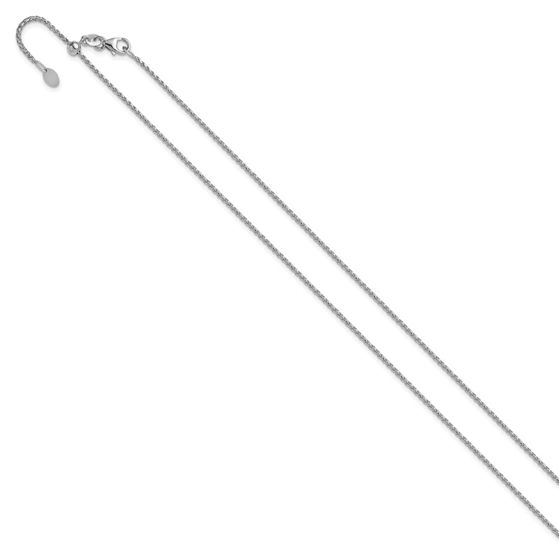 14K White Gold Adjustable 1.4mm D/C Open Franco Chain