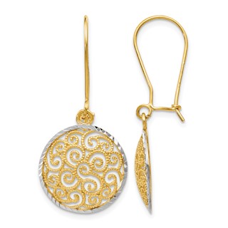 Leslie's 14K Two-tone Filigree Dangle Earrings