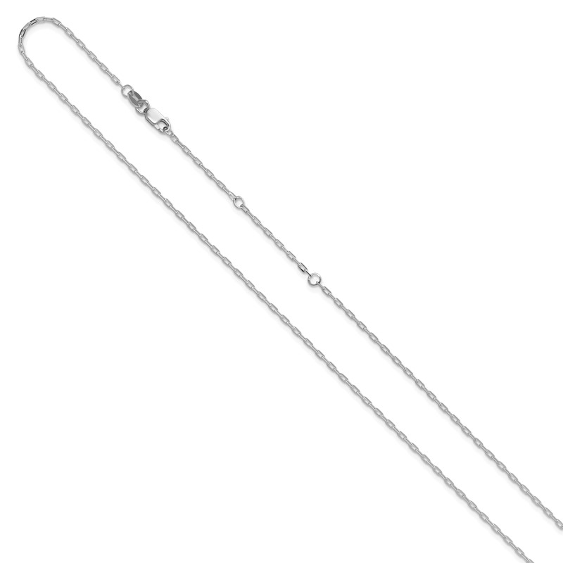 14K White Gold 1.3mm Flat Cable 1in+1in Adjustable Chain