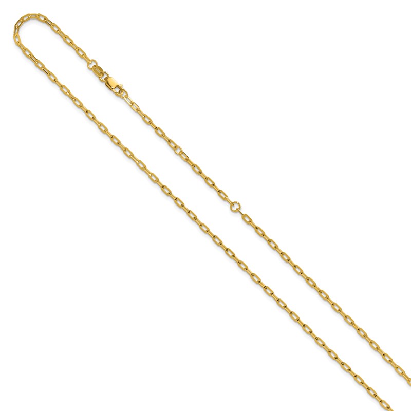 14K 2.0mm Flat Cable 1in+1in Adjustable Chain