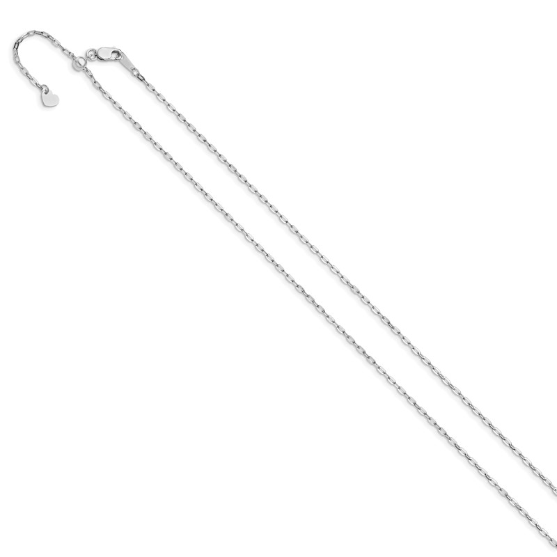 14K White Gold Adjustable 1.3mm Flat Cable Chain
