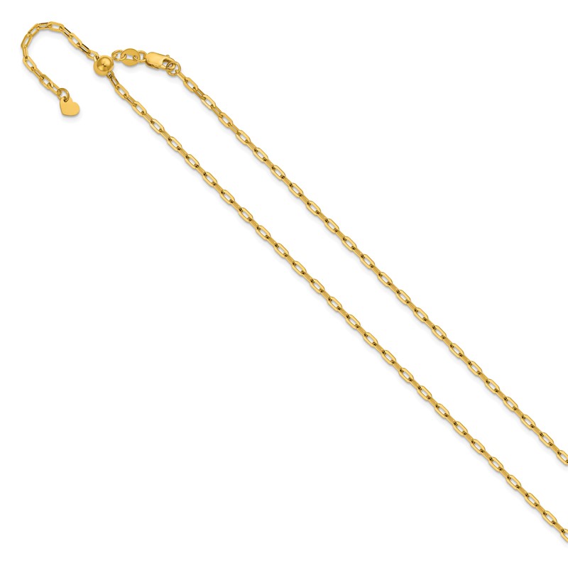 14K Adjustable 2mm Flat Cable Chain