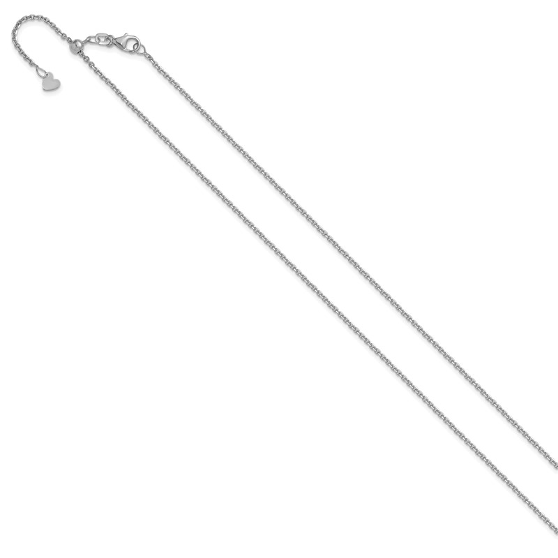 14K White Gold Adjustable  1.4mm D/C Cable Chain