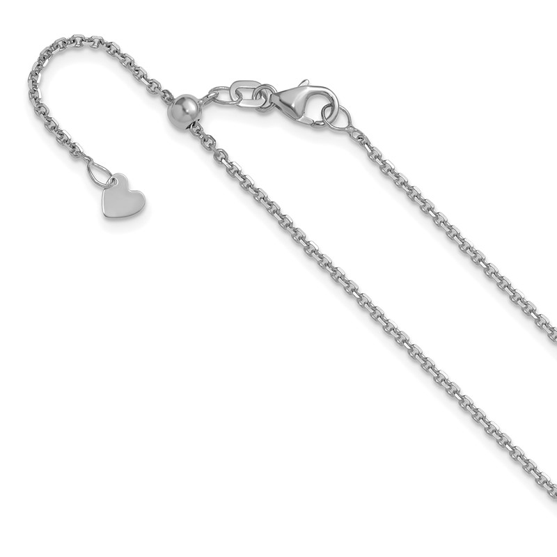 14K White Gold Adjustable  1.4mm D/C Cable Chain