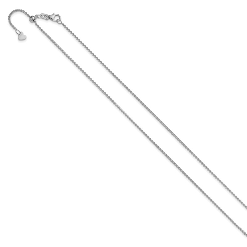 14K White Gold Adjustable 1.4mm Round Cable Chain