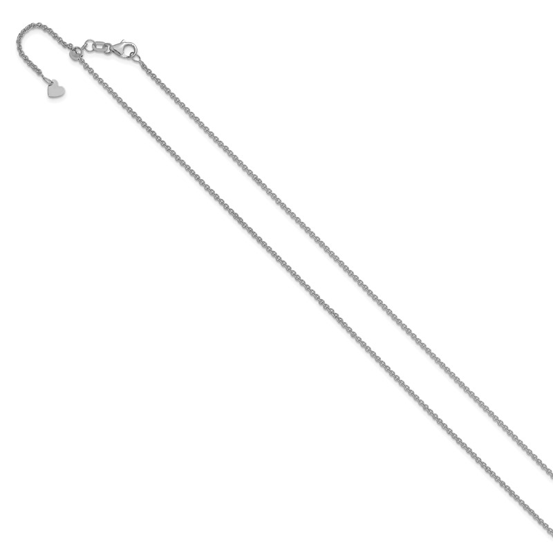 14K White Gold Adjustable 1.65mm Round Cable Chain