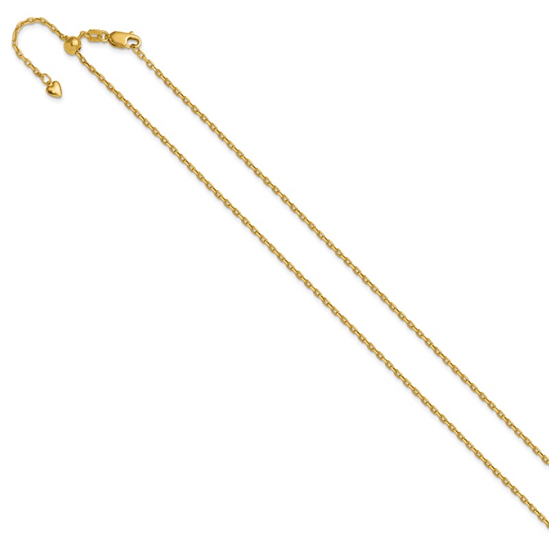 14K Adjustable 1.65mm Semi-Solid D/C Cable Chain