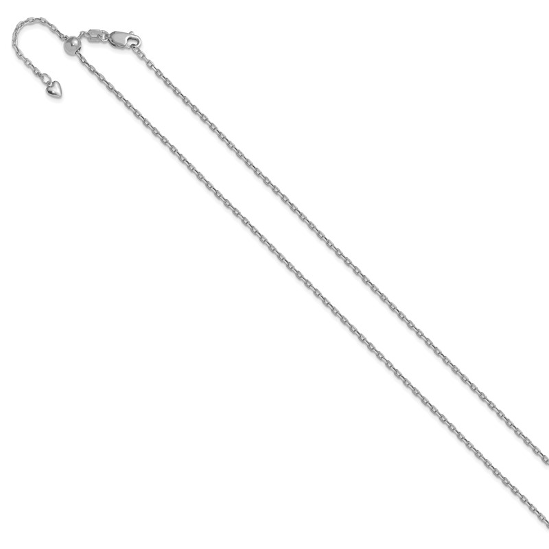 14K White Gold Adjustable 1.65mm Semi-Solid D/C Cable Chain