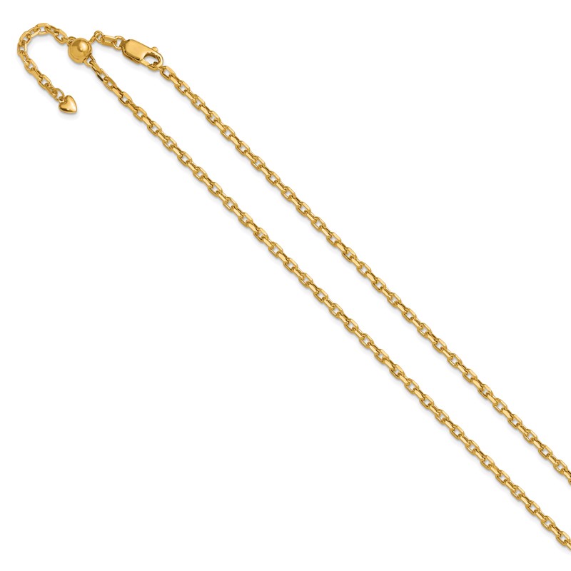 14K Adjustable 2.75mm Semi-Solid D/C Cable Chain