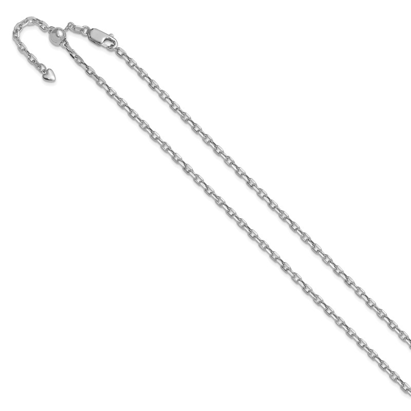 14K White Gold Adjustable 2.75mm Semi-Solid D/C Cable Chain