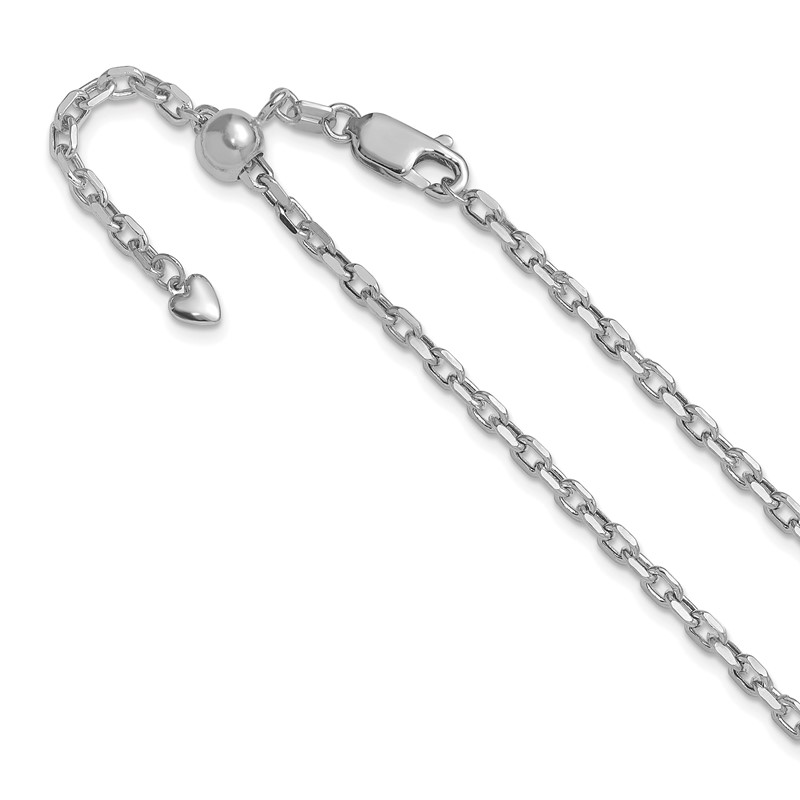 14K White Gold Adjustable 2.75mm Semi-Solid D/C Cable Chain