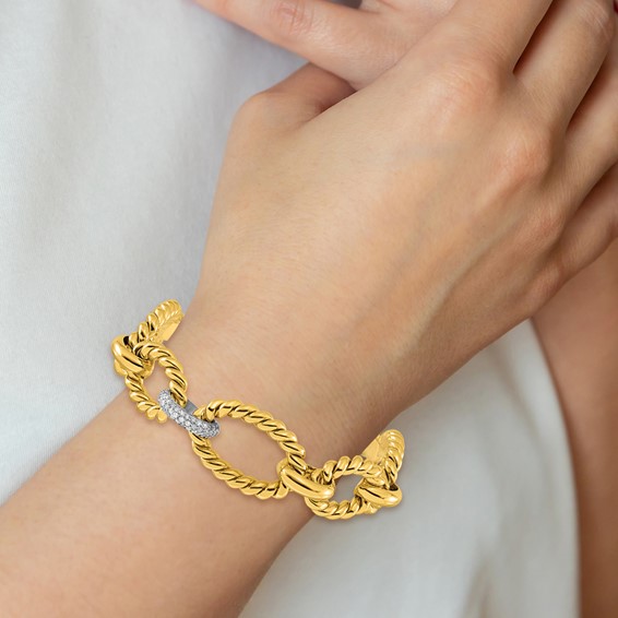 HERCO Gold Diamond Twisted Oval Bracelets